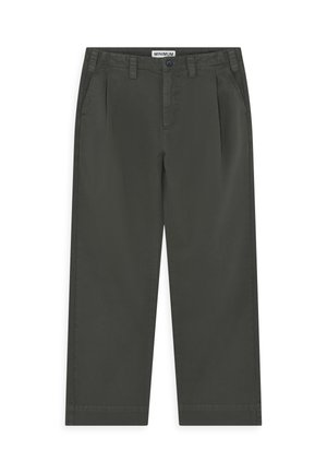 Cargo-stijl broeken in donkergroen, gemaakt van een katoenmix. Voorzien van plooien, zijzakken en rechte benen met nette zomen.