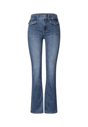Street One, HIGH WAIST BOOTCUT JEANS IM SLIM FIT - Jean bootcut - mid blue washed