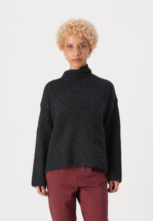Vero Moda Petite, VMMADDIE HIGHNECK  - Svetrík - dark grey
