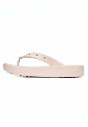 Sandalo flip-flop rosa chiaro realizzato in materiale gommoso liscio, con una fascia a forma di V e suola texturizzata per una migliore presa. Design minimalista con fori di ventilazione.