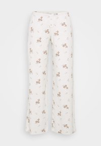 COZY POINTELLE - Pyjama bottoms - creme/brown