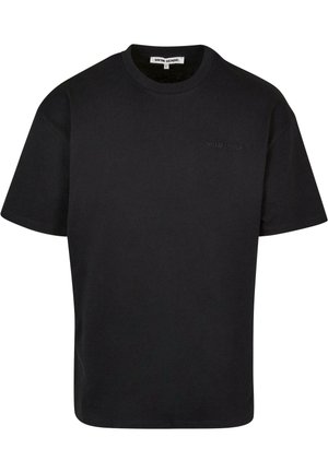 Sort bomulds t-shirt med rund halsudskæring, korte ærmer og subtilt broderet logo på brystet. Klassisk pasform med en glat overflade.