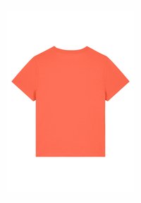 Korte mouwen T-shirt in koraaloranje, gemaakt van katoen, met een effen ontwerp, ronde hals en een standaard pasvorm.