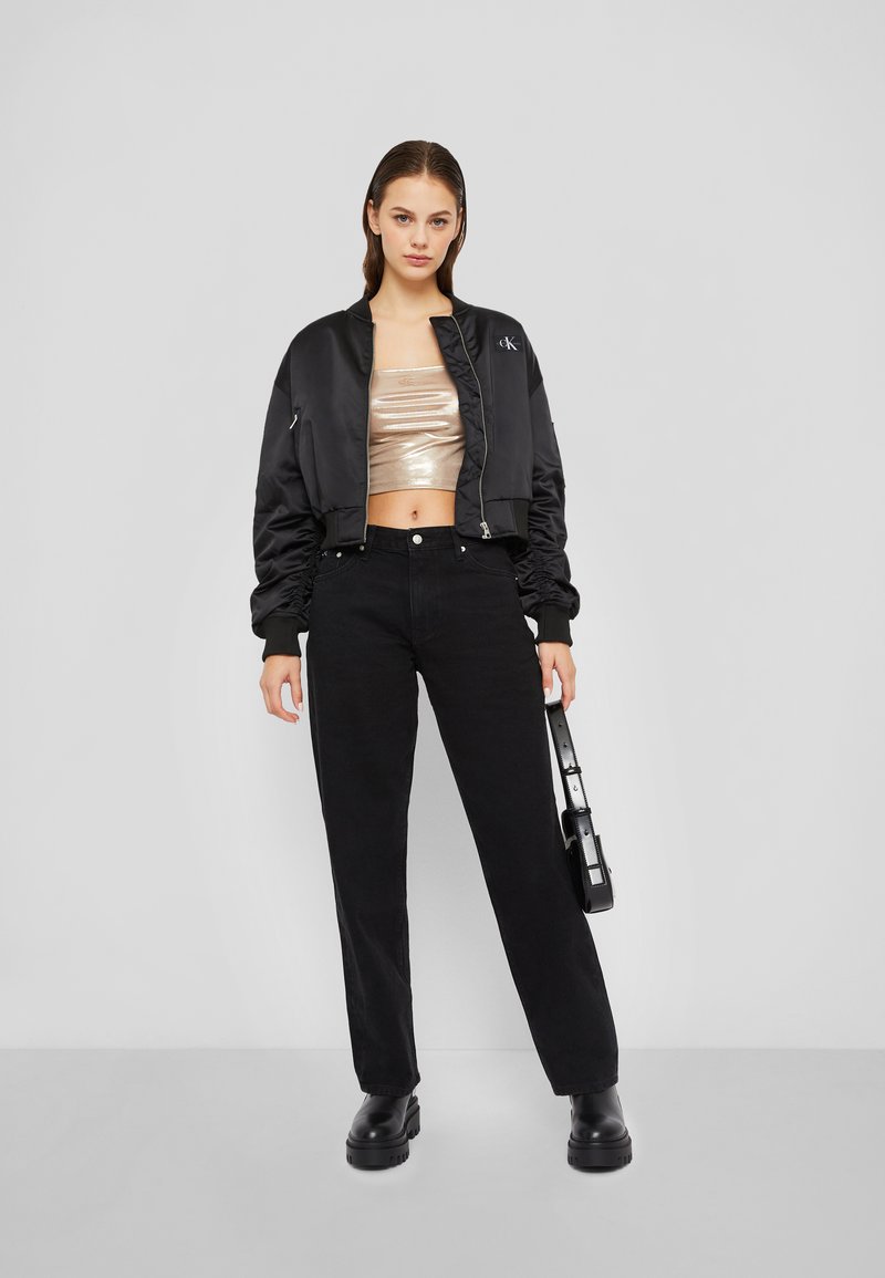Calvin Klein Jeans METALLIC STRAPPY - Top - frosted almond/beige 