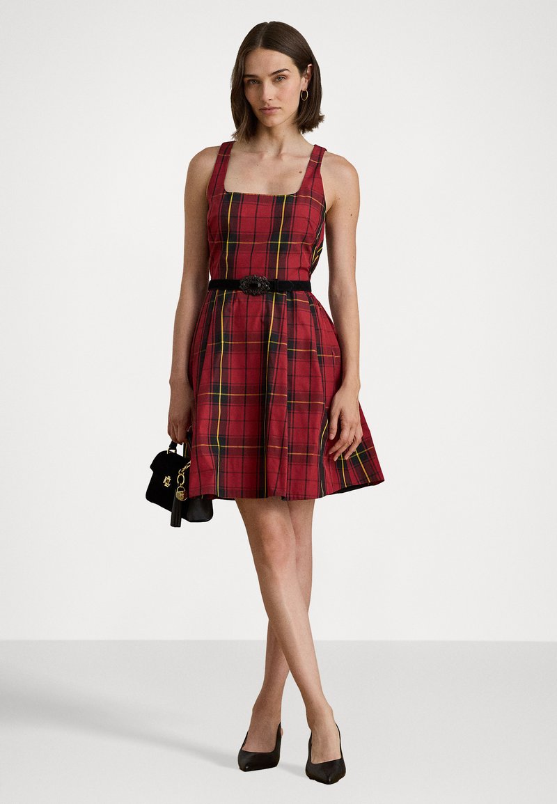 Lauren Ralph Lauren PLAID BELTED TAFFETA COCKTAIL DRESS - Day dress -  black/red/black - Zalando.co.uk