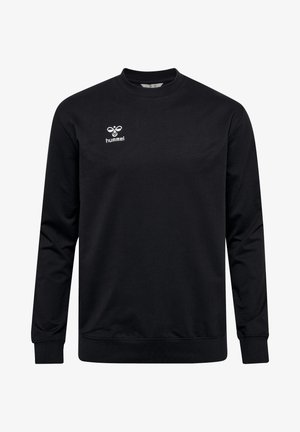 Schwarzes Sweatshirt aus Baumwolle, mit Rundhalsausschnitt, langen Ärmeln, gerippten Bündchen und dem weißen "hummel"-Logo auf der Brust.