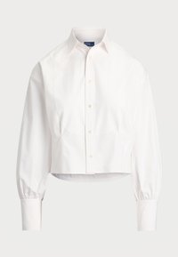 CROPPED COTTON POPLIN TUXEDO SHIRT - Košilová halenka  - white