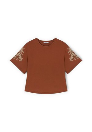 Motivi, T-SHIRT CON RICAMI FLOREALI - Camiseta estampada - marrone