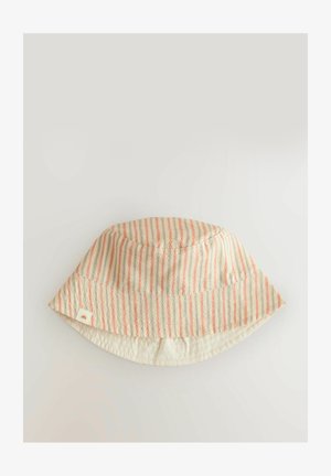 Ribaldi barett koonus, kreemja, roosa ja halli tooni. Valmistatud pehmest kangast, millel on lai ja pehme serv ning küljes väike logo silt.