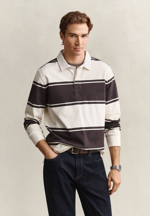 GANT, STRIPED RUGGER - Poloshirt - charred wood brown