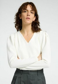 Selected Femme SLFFENJA V NECK  - Majica z dolgimi rokavi - snow white