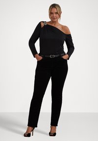 Lauren Ralph Lauren Woman EMBELLISHED JERSEY ONE-SHOULDER TOP - Μπλούζα με μακριά μανίκια - black