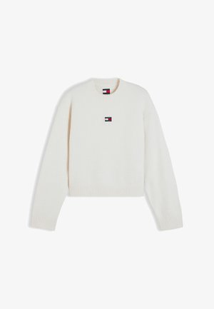 Tommy Jeans, TJW FLUFFY BADGE SWEATER EXT - Striktrøje - off-white