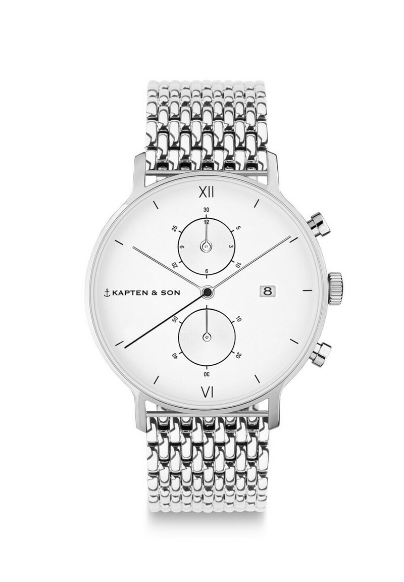 Kapten & Son CHRONO SMALL - Chronograph - silver coloured white
