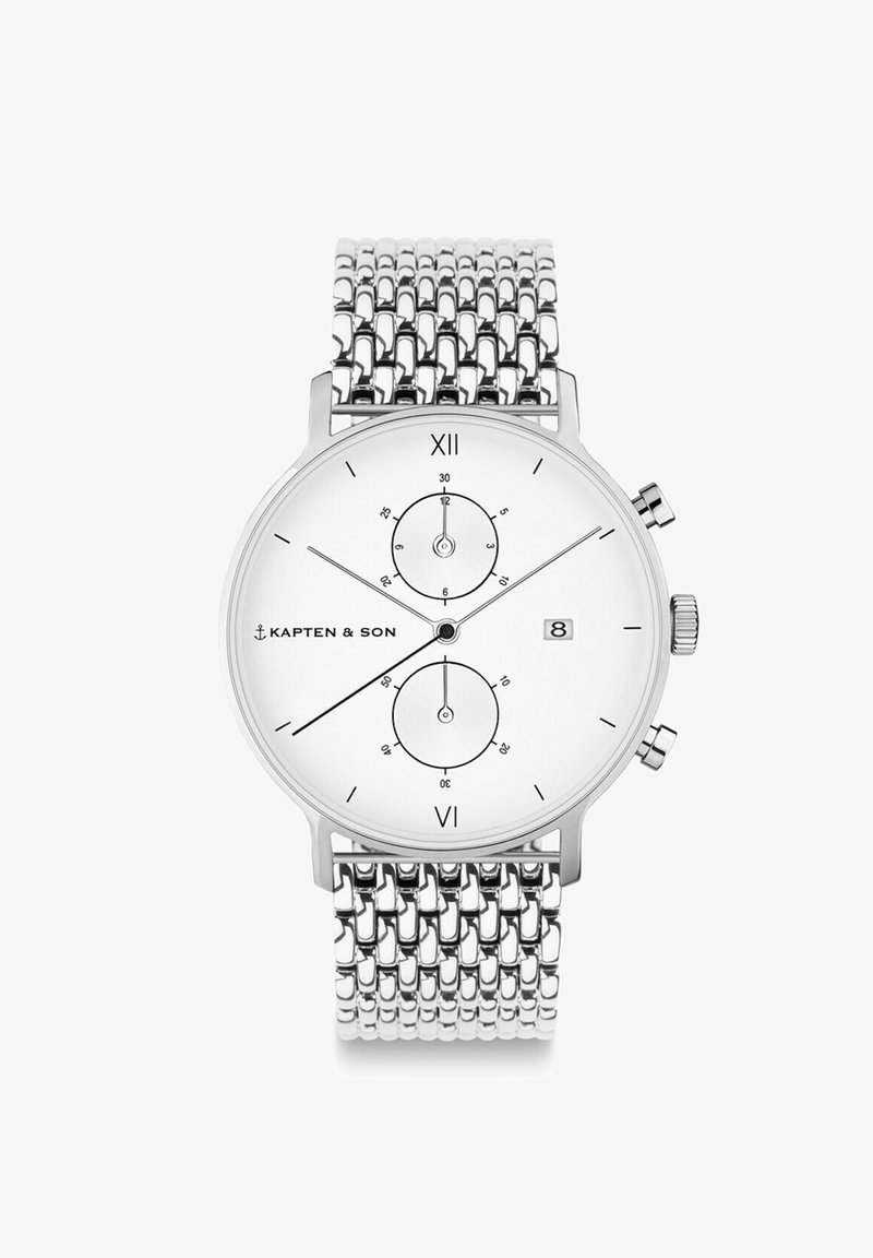 Kapten & Son CHRONO SMALL - Chronograph - silver coloured white