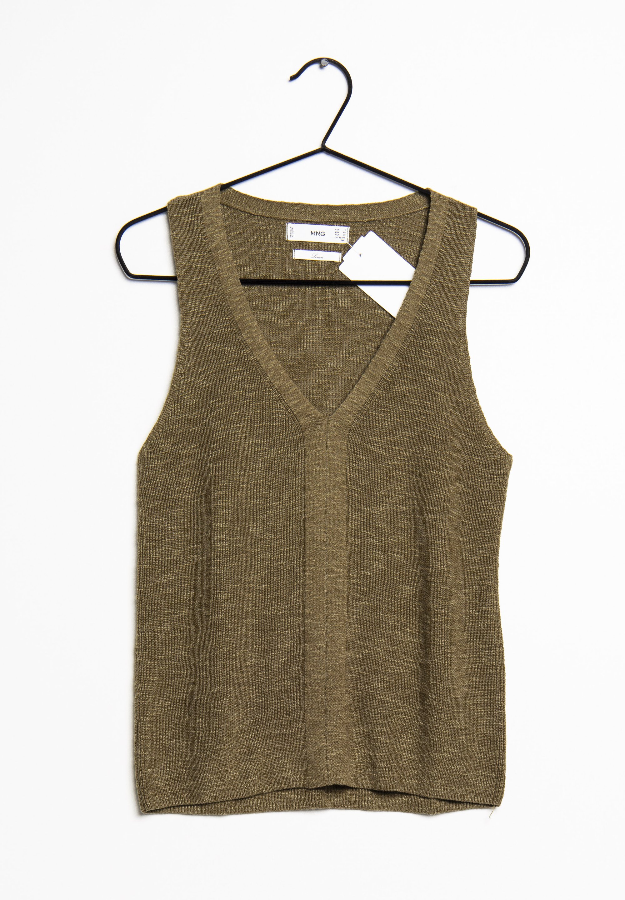 Mango Brown V Neck Sweater Vest Fine-knit Gilet