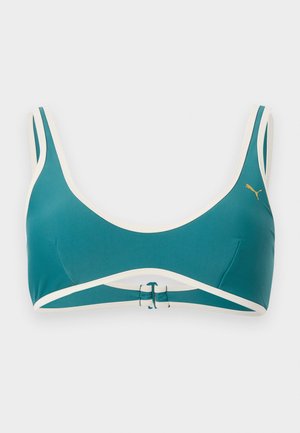 Puma SWIM WOMEN REVERSIBLE - Bikini top - emerald ice/navy