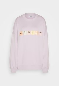 Sweat-shirt à manches longues violet clair avec logo Esprit dans des carrés aux couleurs pastel sur la poitrine, poignets côtelés et col rond.