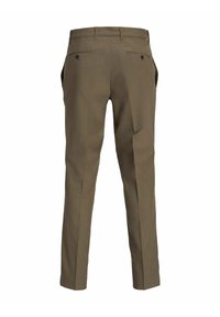 Bruna skräddarsydda byxor med en något texturerad yta, som har infällda fickor, bälteshällor och en slim fit-design.