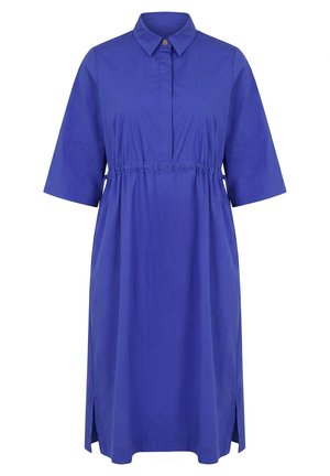 Ulla Popken, DRAWSTRING WAIST SHORT SLEEVE BUTTON-DOWN DRESS - Skjortekjole - blue violet
