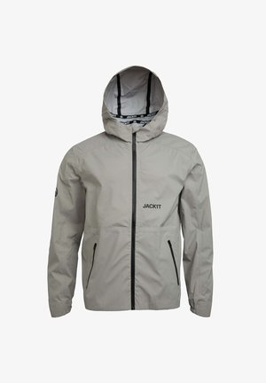 Jasnoszara kurtka z kapturem, czarnym zamkiem błyskawicznym i bocznymi kieszeniami. Posiada logo na klatce piersiowej, wykonana jest z lekkiego, gładkiego materiału.