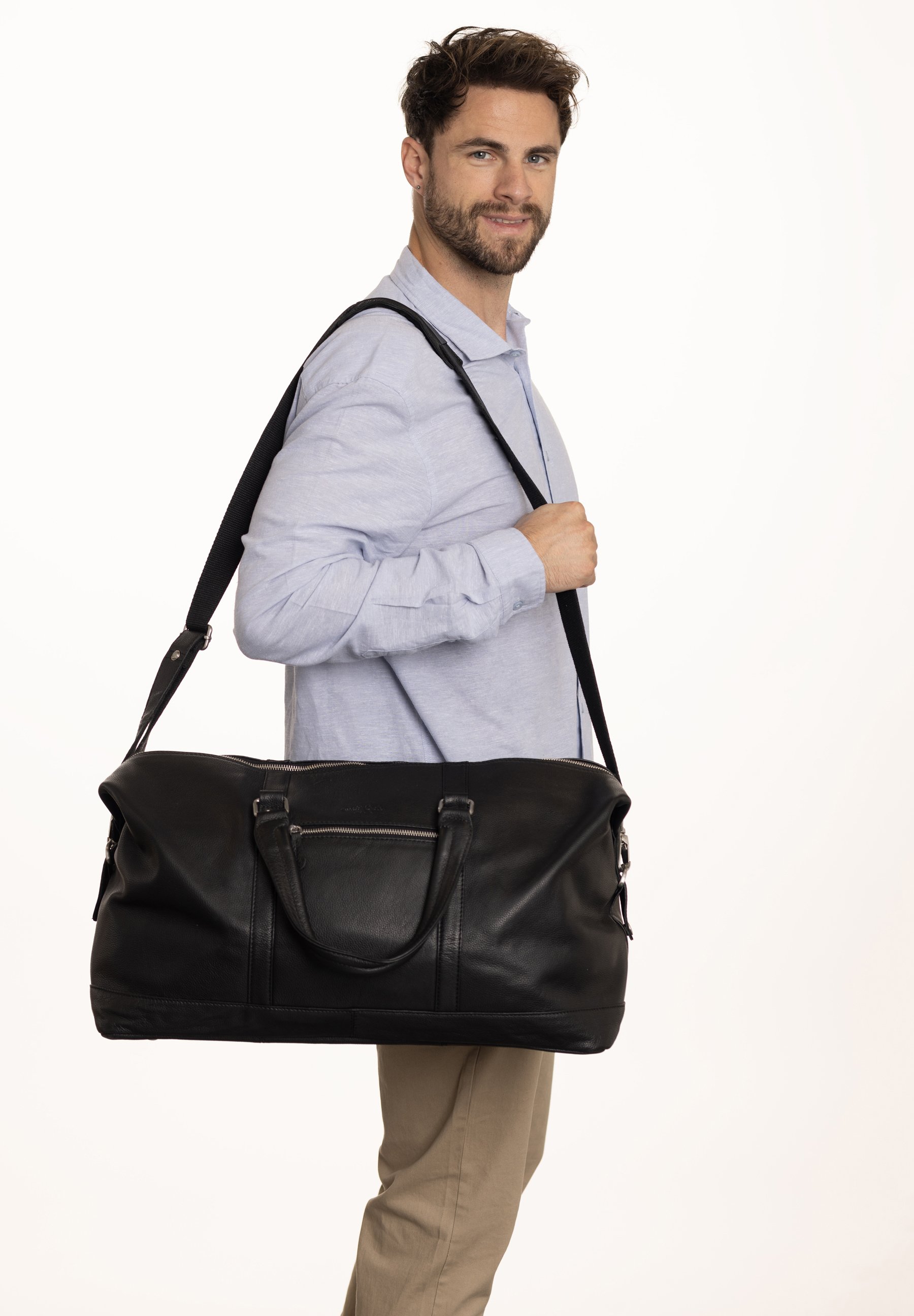 30  Pelle Borsa da Viaggio Duffle Palestra Uomo Rotondo Rétro Bagaglio Weekend