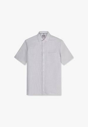 Camicia a maniche corte con motivo a quadretti piccoli, tasca sul davanti a sinistra e colletto classico.