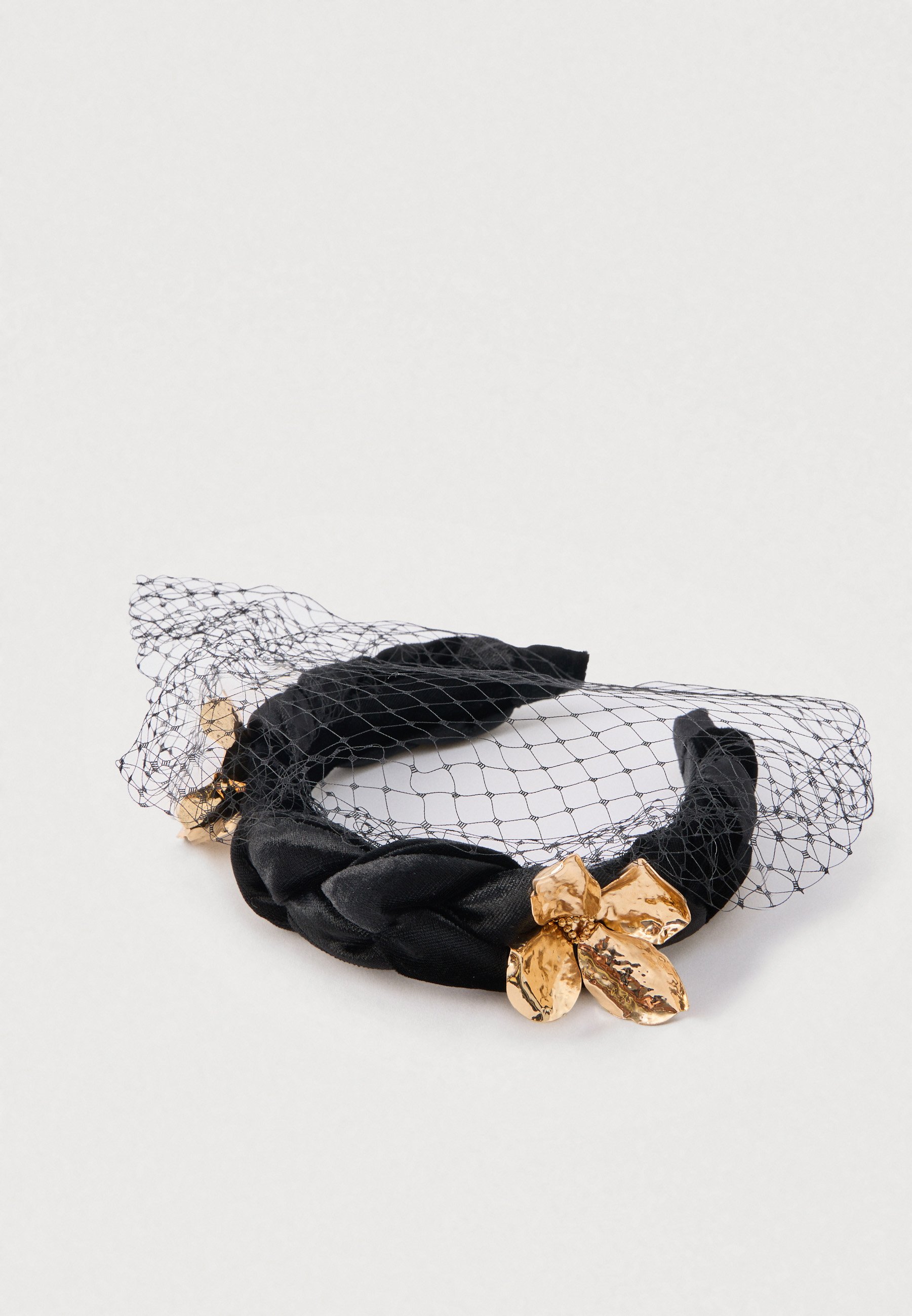 Black Braided Headband with Gold Accent Black non slip headscarf black gold braid sparkles – ShariRose main image 4