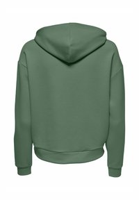 Hoodie in gedämpftem Grün, mit einer weichen Textur, überschnittenen Schultern und einem verkürzten Saum mit gerippten Bündchen und Bund.