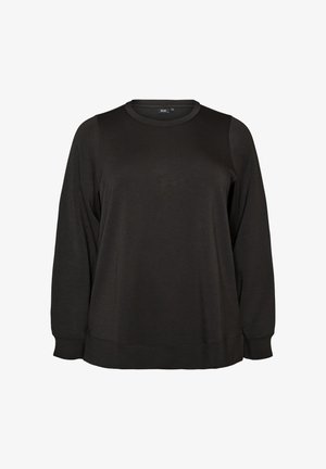 Zizzi, LANGÄRMELIGE BLUSE AUS JERSEY MIT RUNDHALSAUSSCHNITT - Φούτερ - schwarz