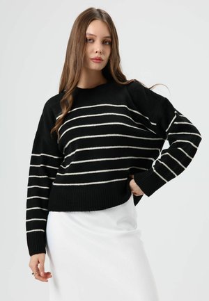 STRIPED - Pullover - black