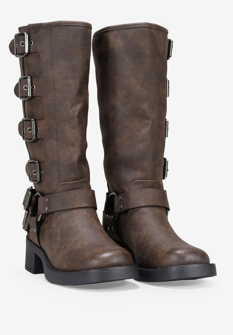 Bottines Bikers Cuir Marron 3 Suisses Collection - Taille 38 (US 6.5) - Occasion Bon état