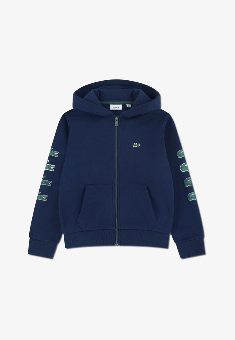 Lacoste GRAPHIC FULL ZIP - Športna jopa s kapuco na zadrgo - marine