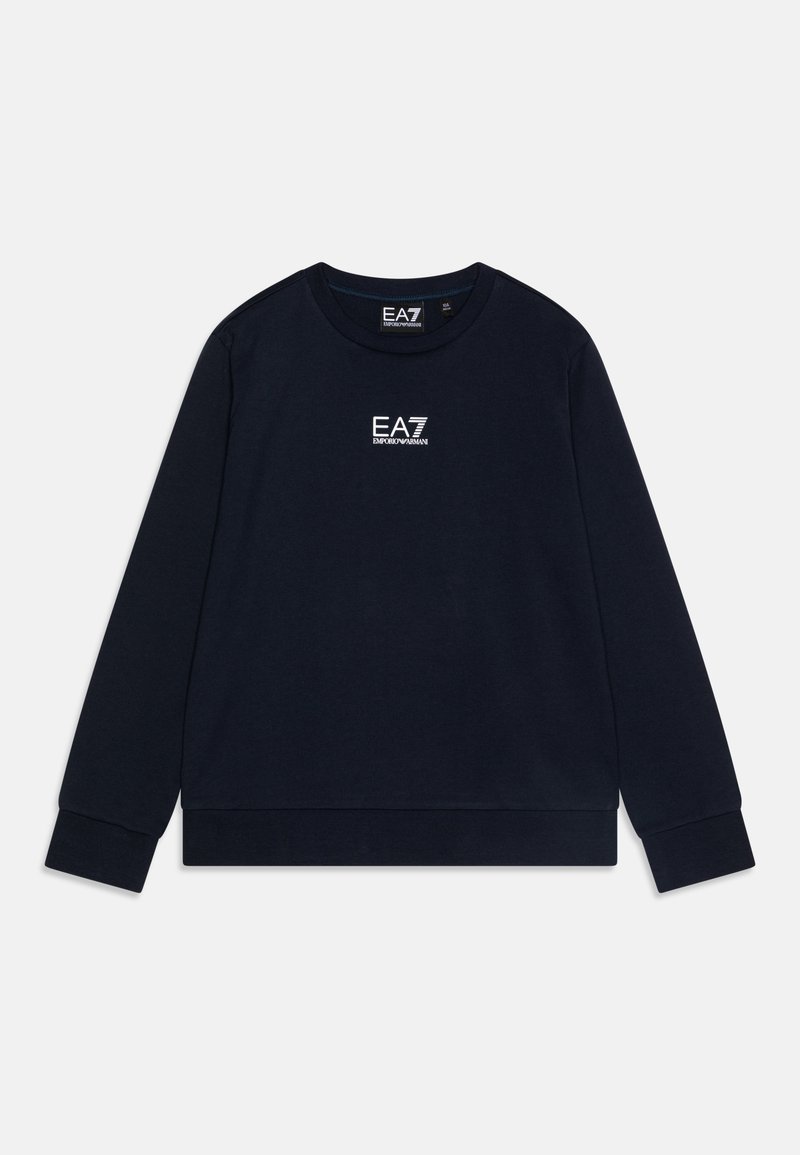 Σακάκι ναυτικού χρώματος κατασκευασμένο από μείγμα βαμβακιού, με στρογγυλή λαιμόκοψη, μακριά μανίκια και λογότυπο EA7 κεντημένο στο στήθος.