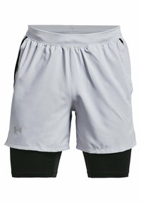 Ljusgrå sportshorts med elastisk midja, svart innerfoder och sidofickor. Har Under Armour-logotypen på framsidan.