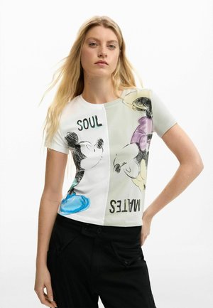 MICKEY AND MINNIE MOUSE KISS  - Nyomott mintás póló - gray