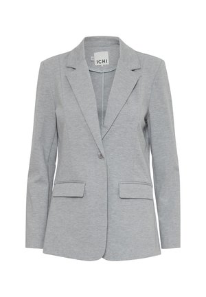 Grau maßgeschneiderte Blazer aus weichem Stoff. Verfügt über einen Reverskragen, einen Einzelknopfverschluss und zwei Fronttaschen.