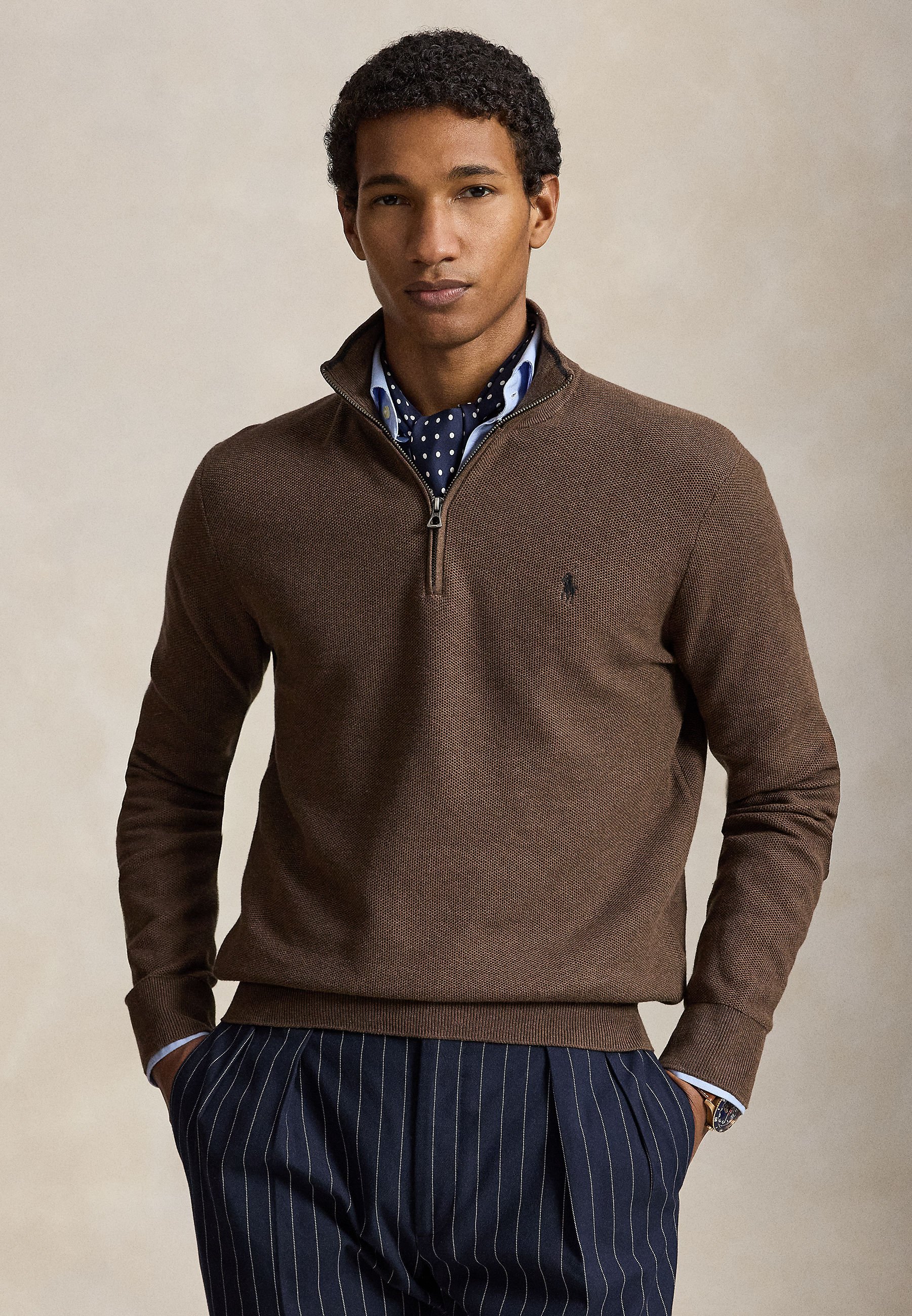 Polo Ralph Lauren KNIT COTTON QUARTER-ZIP SWEATER - Jumper