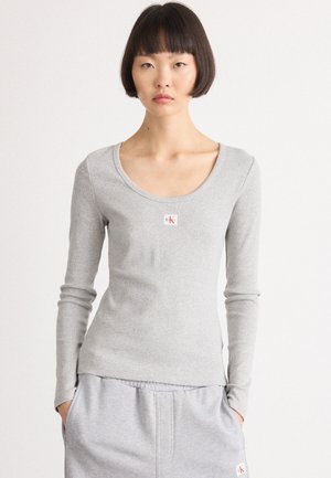WOVEN LABEL RIB SCOOP  - Longsleeve - history grey heather