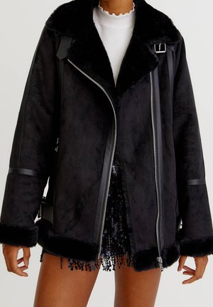 Veste en similicuir - mottled black
