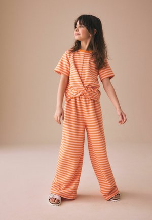 Next, REGULAR FIT - WRAP TOP AND WIDE LEG SET  . - Tepláky - orange stripe