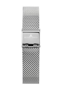 Metalnätarmband i silver med ett polerat rektangulärt lås med ingraverad varumärkeslogotyp. Slät textur med en flexibel design.