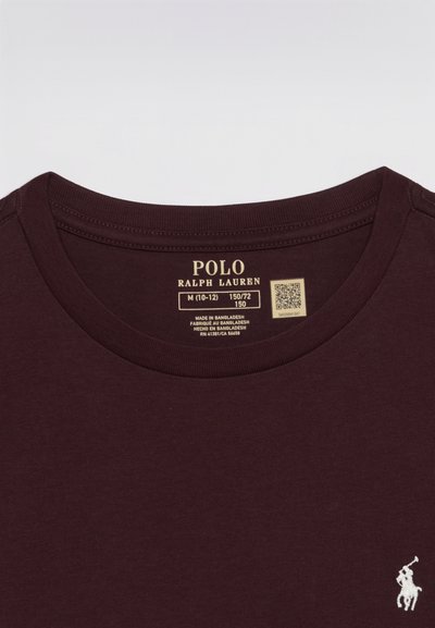 Σκούρο μαρόν πουκάμισο Polo Ralph Lauren με στρογγυλή λαιμόκοψη, ετικέτα με μέγεθος μεσαίο και μικρό λευκό κεντημένο λογότυπο πόνι στο στήθος.