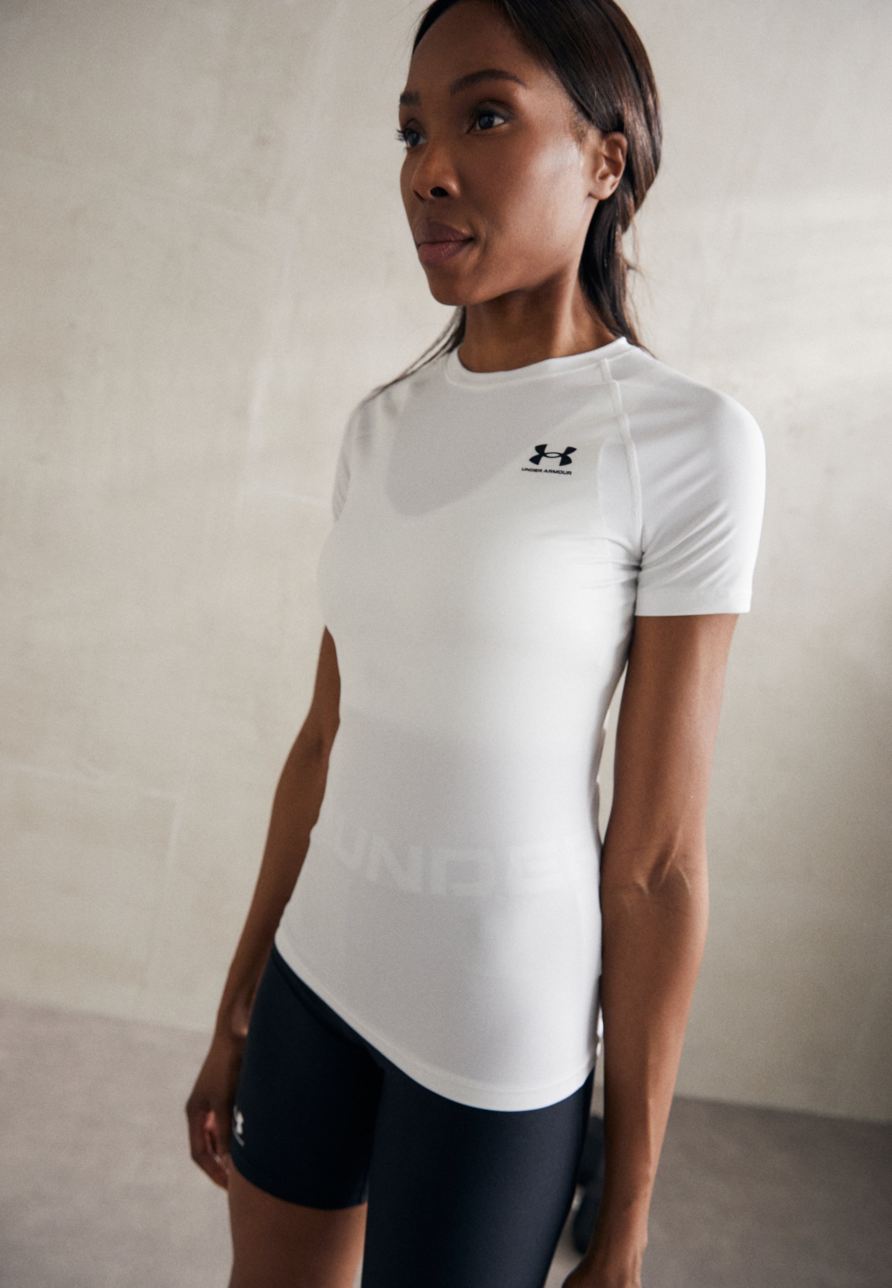 Under Armour HEATGEAR Basic T-shirt white/black/white Zalando