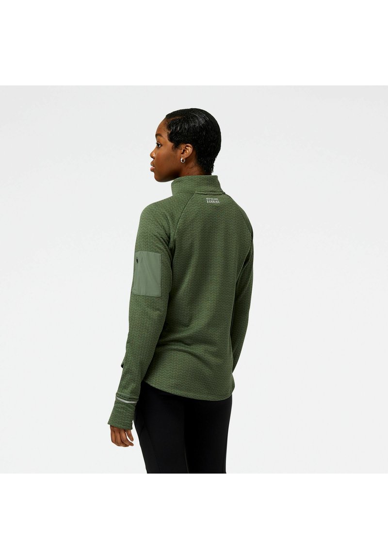 New Balance HEAT GRID HALF ZIP - Sweatshirt - deep olive green heather/vert  - ZALANDO.FR