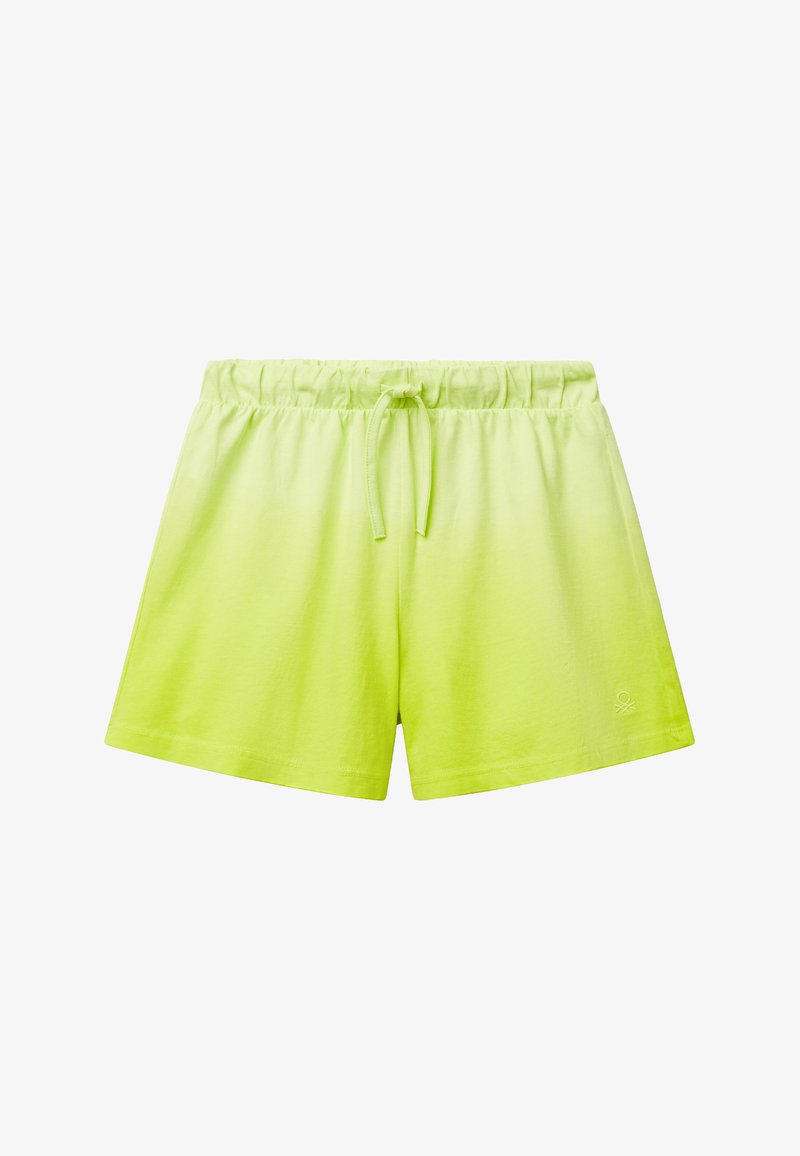 Shorts vert citron en tissu doux, dotés d'une taille élastique avec cordon de serrage et d'un discret accent de logo.