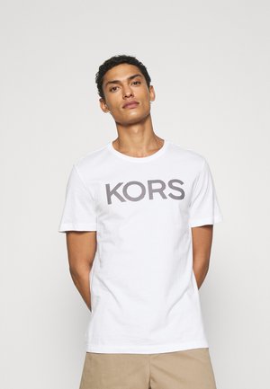 STRIPED LOGO TEE - Camiseta estampada - white