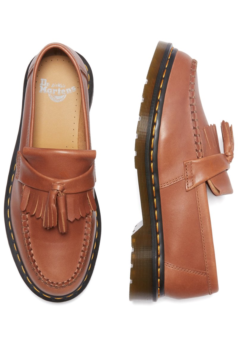 Dr. Martens Tan Slip-On Loafers Moccasin Style Dr Martens Adrian tassel loafers in stone nubuck | ASOS main image 2