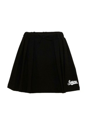 Gonna nera plissettata con cintura elasticizzata e piccolo fiocco, con logo bianco "Barrow" sul lato inferiore destro.