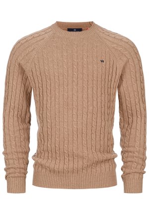 FLYNN CABEL CREW NECK - Strikkegenser - wood smoke
